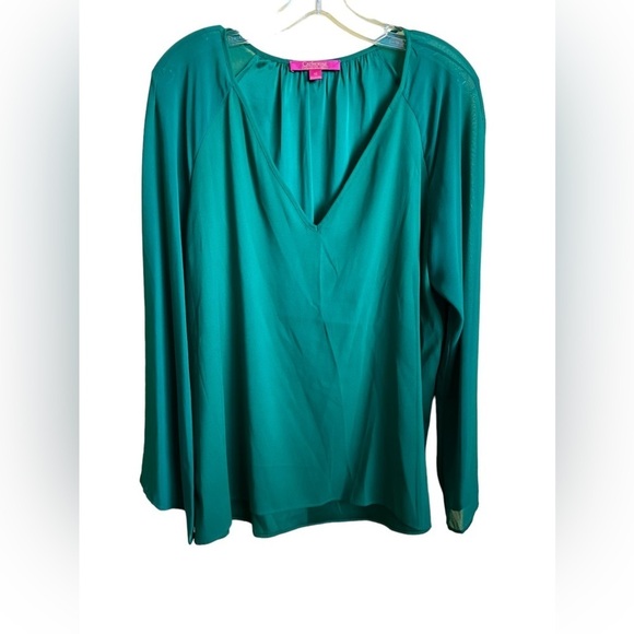 Catherine V Neck Long Sleeve Pine Green Blouse Size 12 - Picture 1 of 5